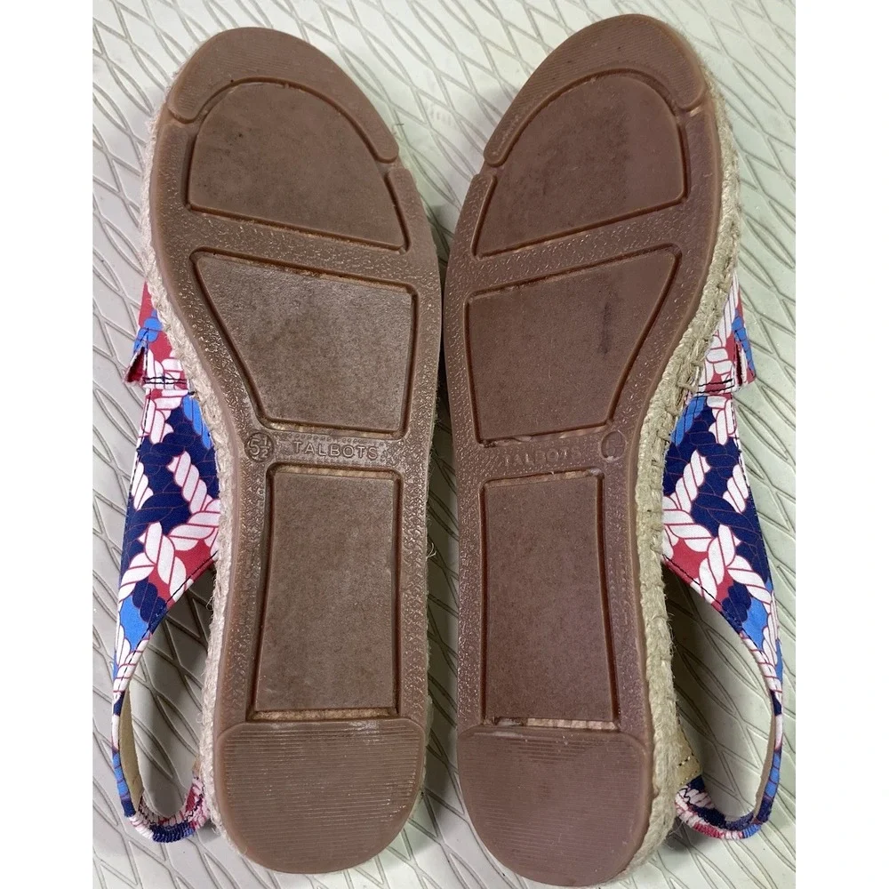 Talbots Women's Izzy Slingback Espadrille‎ Flats Sandals Red/White&Blue Sz. 5.5
